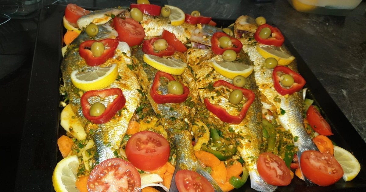 Oven-Baked Fish with Mediterranean Vegetables and Spices