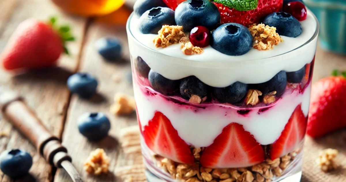 Berry Yogurt Parfait with Honey and Granola