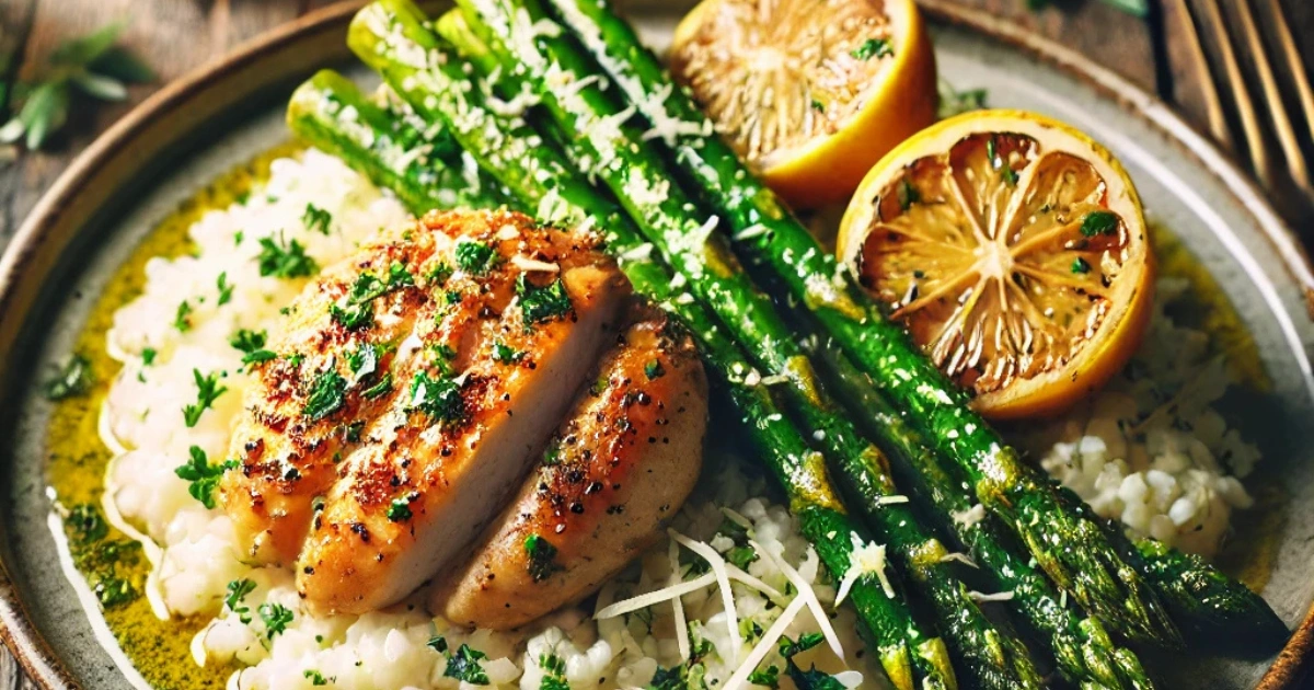 Lemon Herb Chicken with Parmesan Risotto and Asparagus: A Perfect Wedding Recipe