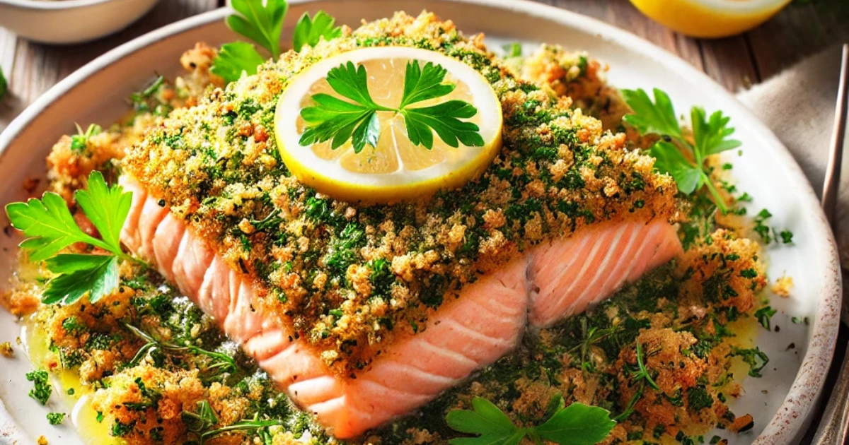 Herb-Crusted Salmon with Lemon Butter Sauce