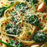 Spaghetti Aglio e Olio with Spinach