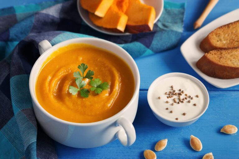 Roasted Pumpkin Soup with Ginger and Coconut Milk